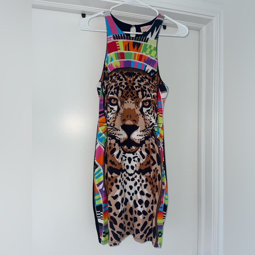 Mara Hoffman leopard face mini dress